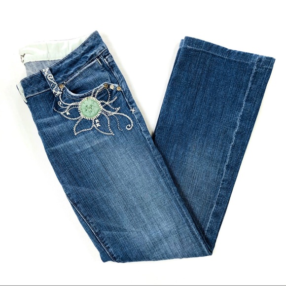 Miss Me Denim - Miss Me Jeans Floral Design Stitching Jeans